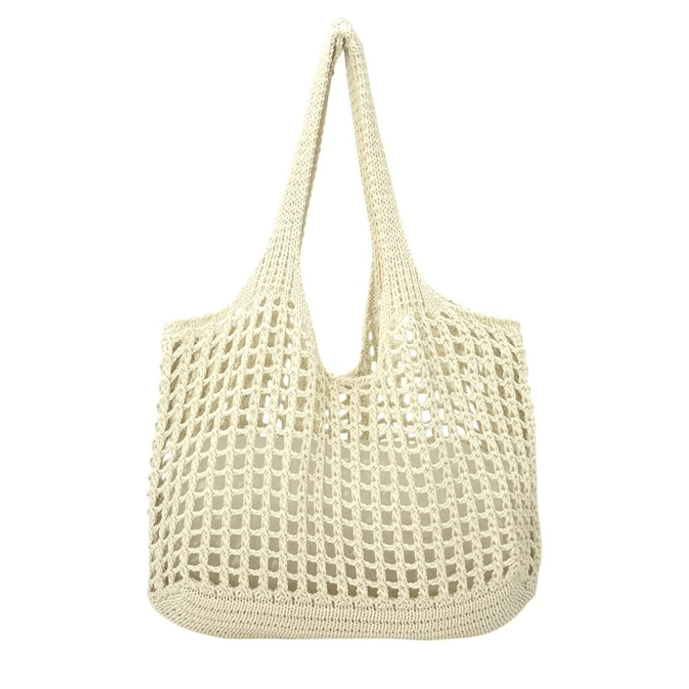 Artisan Handwoven Mesh Beach Tote – Lightweight & Foldable Shoulder Bag for Summer Travel