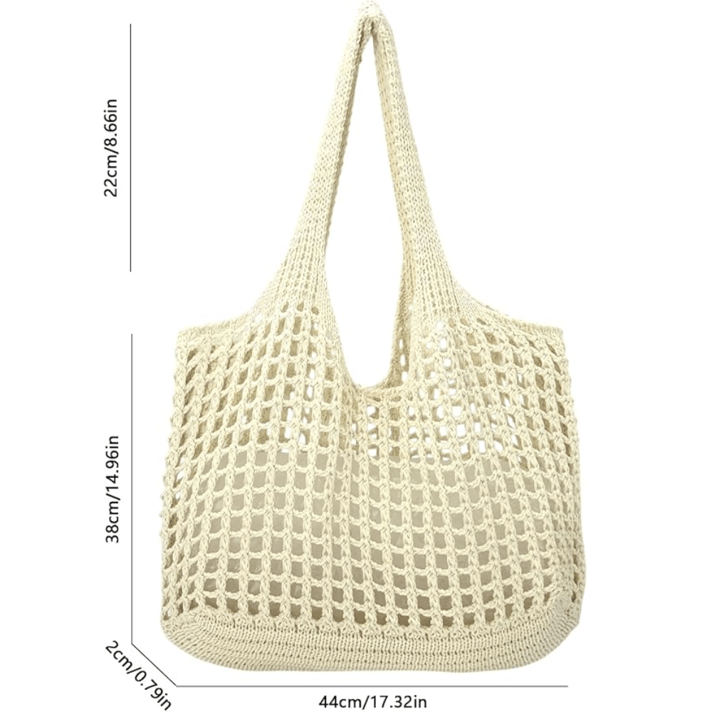 Artisan Handwoven Mesh Beach Tote – Lightweight & Foldable Shoulder Bag for Summer Travel