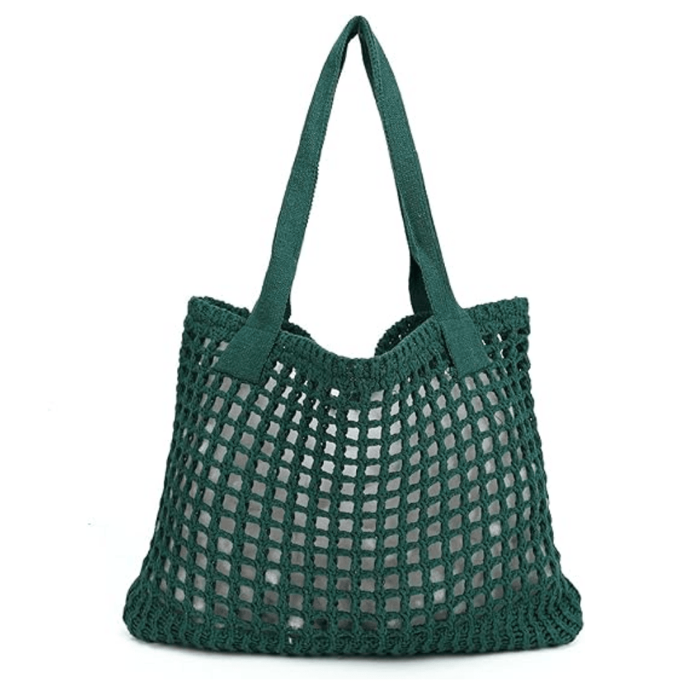 Artisan Crochet Knit Tote – Stylish Hollow-Out Beach & Travel Shoulder Bag
