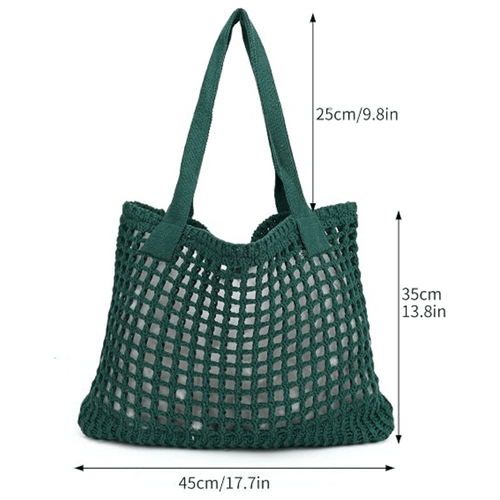 Artisan Crochet Knit Tote – Stylish Hollow-Out Beach & Travel Shoulder Bag