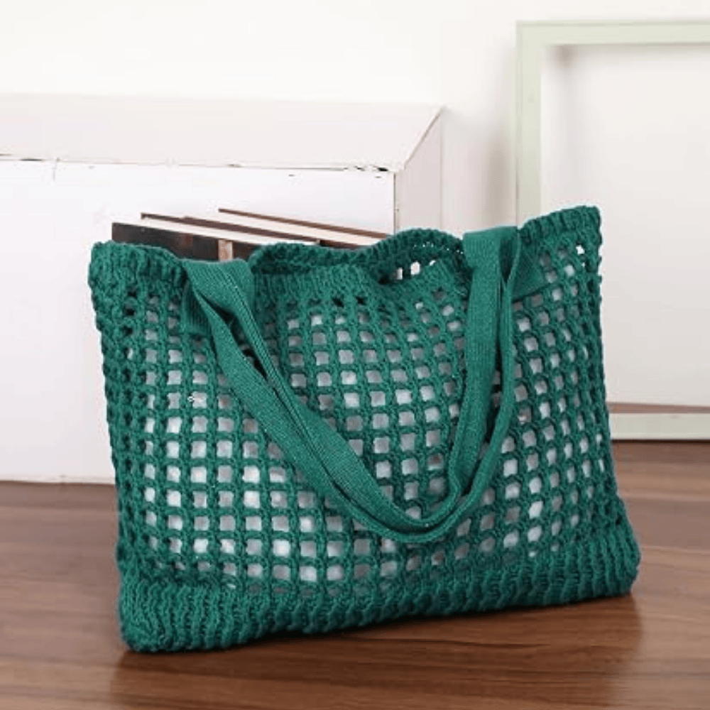 Artisan Crochet Knit Tote – Stylish Hollow-Out Beach & Travel Shoulder Bag