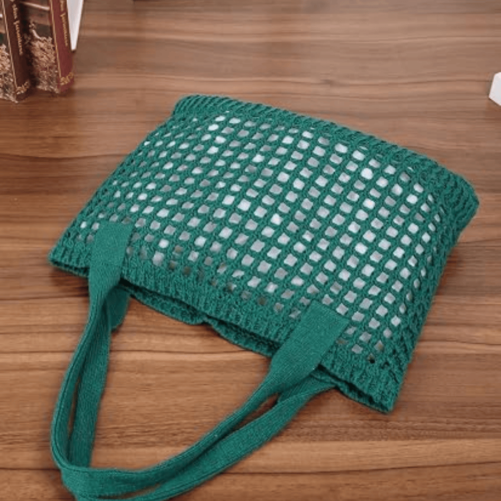 Artisan Crochet Knit Tote – Stylish Hollow-Out Beach & Travel Shoulder Bag
