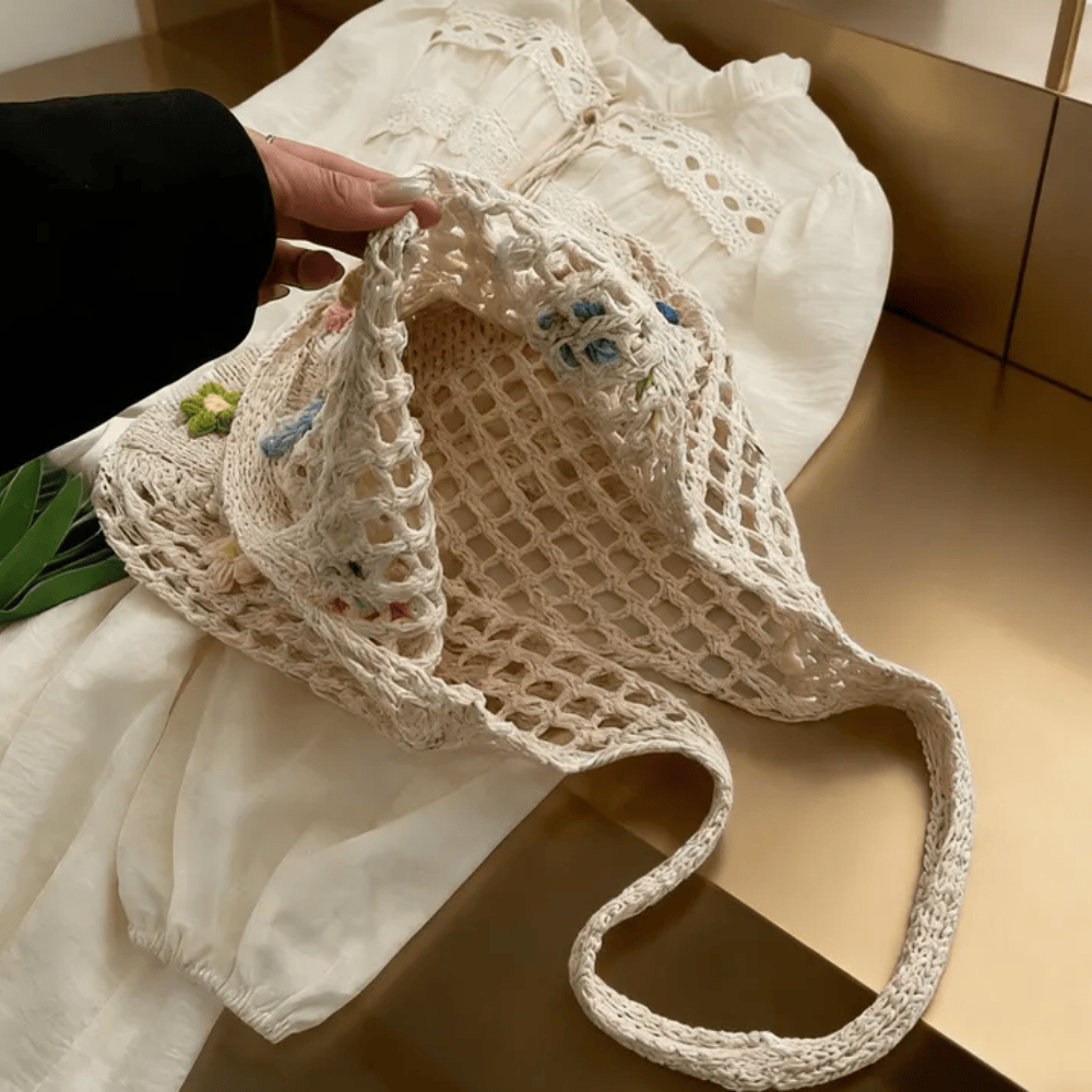 3D Floral Crochet Tote – Handmade Oversized Boho Tote Bag for Beach & Vacation