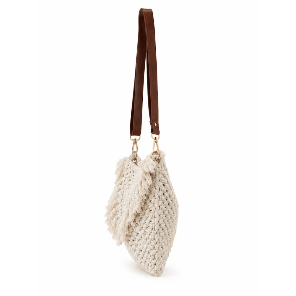 Handmade Macrame Shoulder Bag – Boho Fringe Crossbody Purse