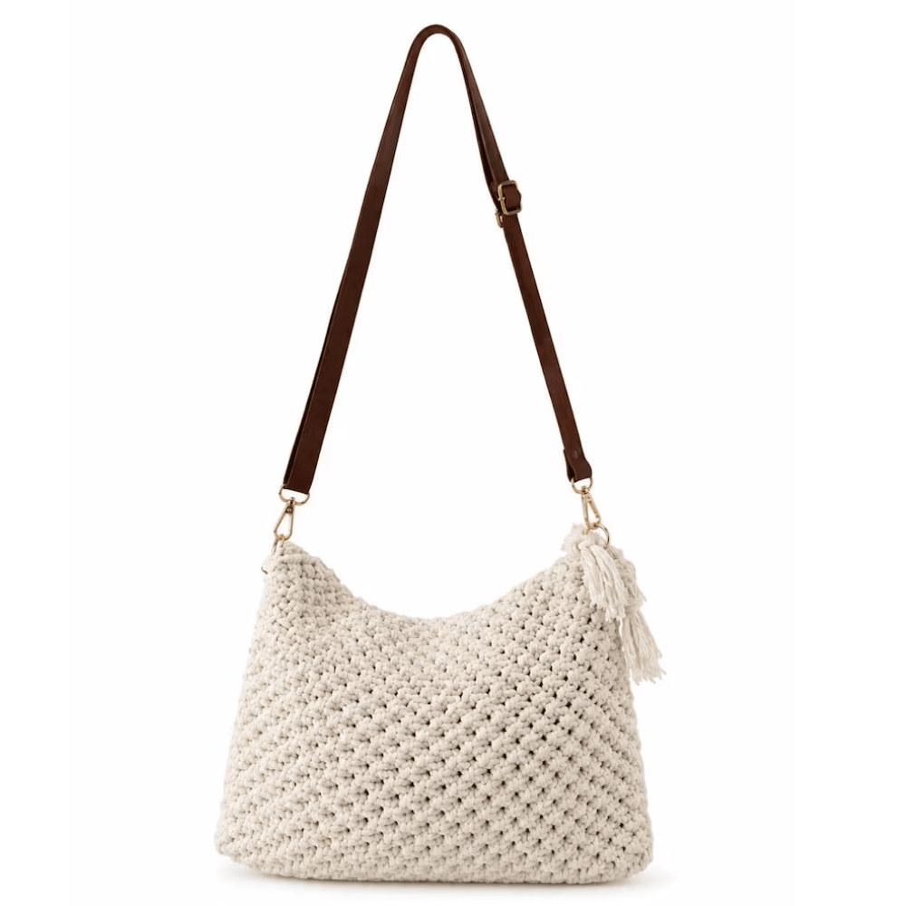 Handmade Macrame Shoulder Bag – Boho Fringe Crossbody Purse