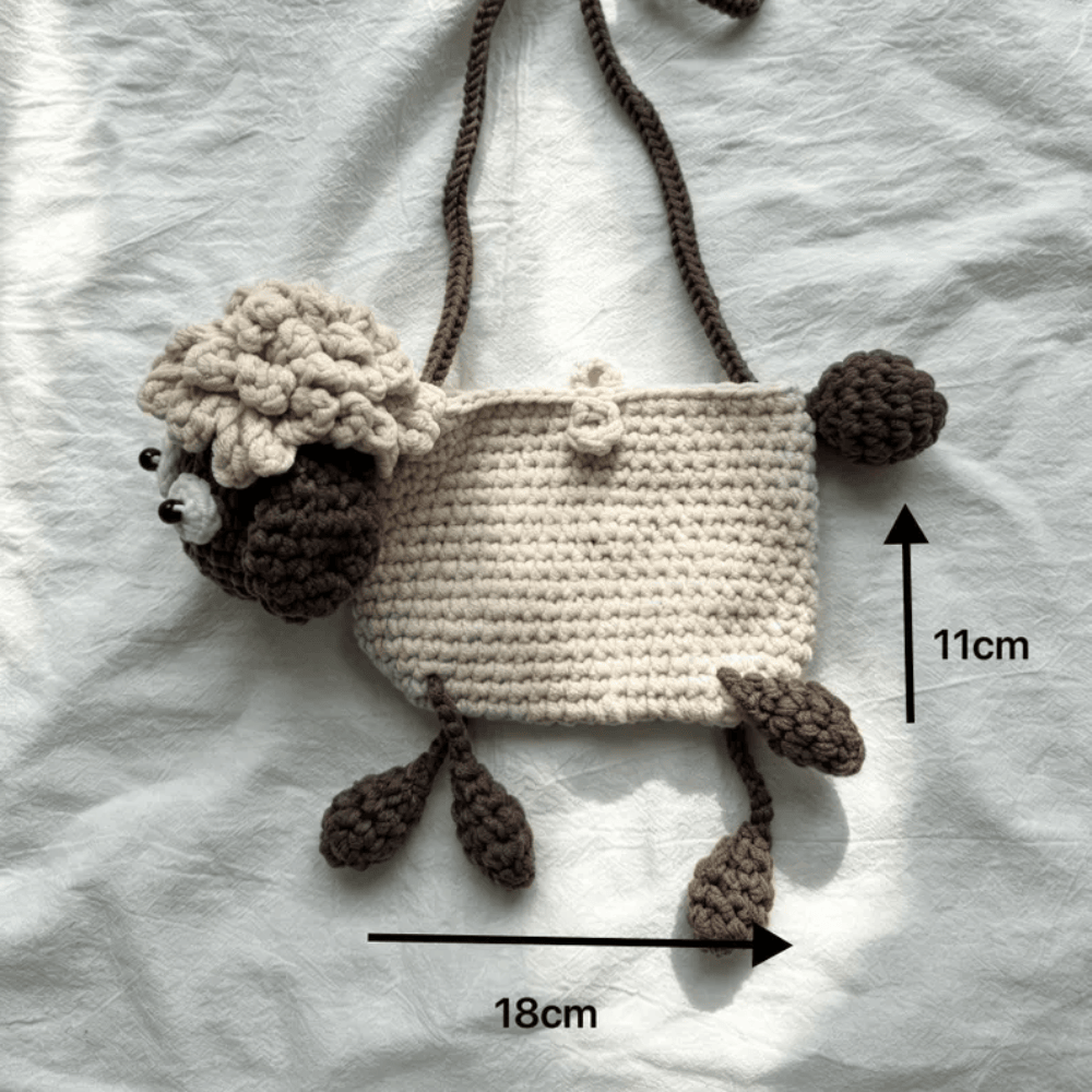 Handmade Sheep Crossbody Bag – Whimsical Crochet Wool Shoulder Purse for Everyday Style