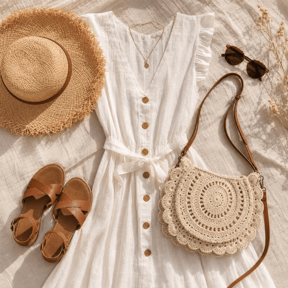 Handmade Crochet Crossbody Bag – Boho Summer Round Lace Purse with Adjustable Strap