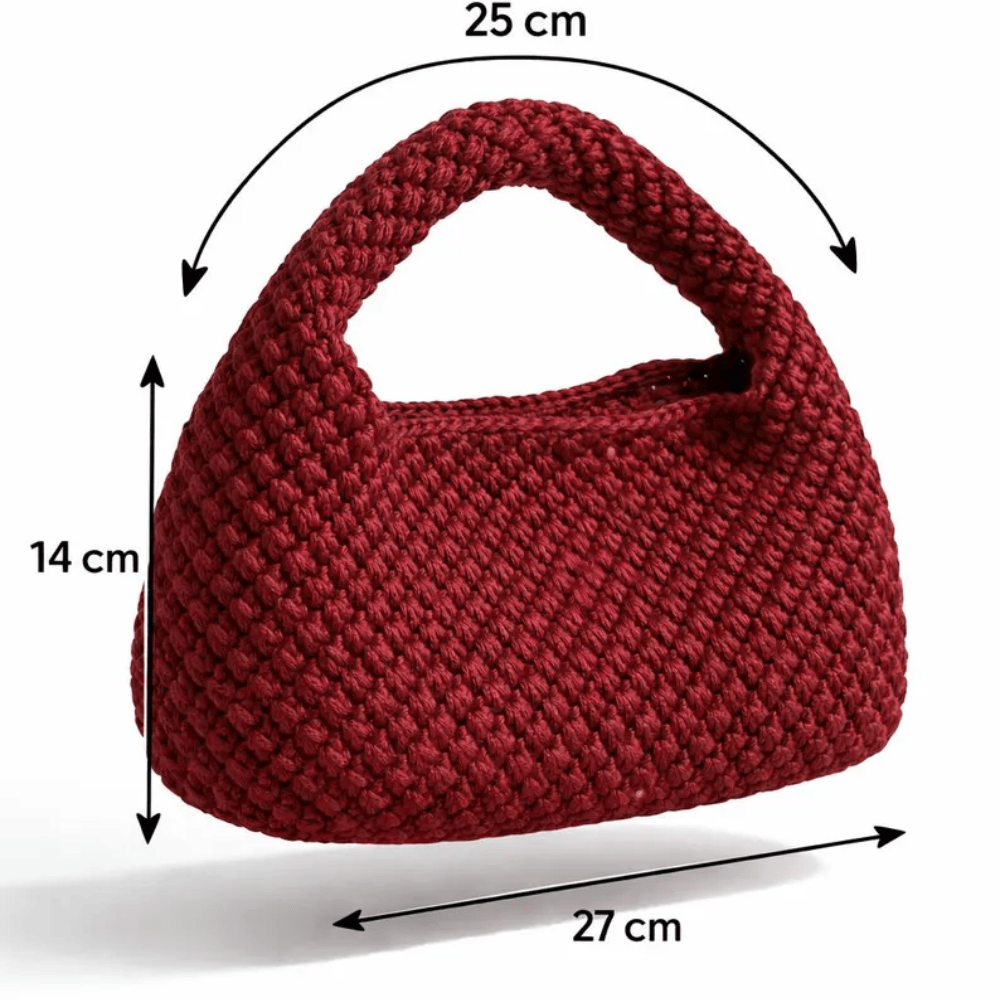 One-of-a-Kind Handmade Burgundy Crochet Mini Bag – Elegant Wine Red Knitted Purse